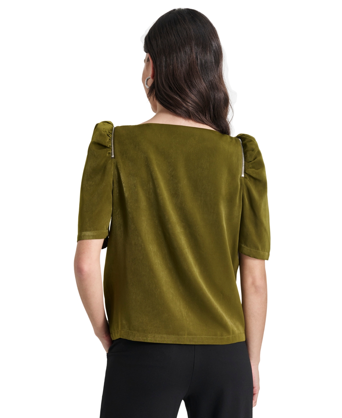 Dkny Women's Satin Puff-Sleeve Blouse