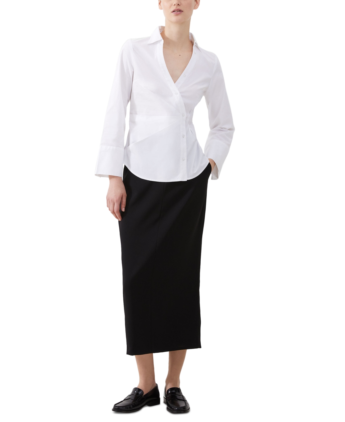 Women's Isabelle Poplin Asymmetric Shirt - Linen White