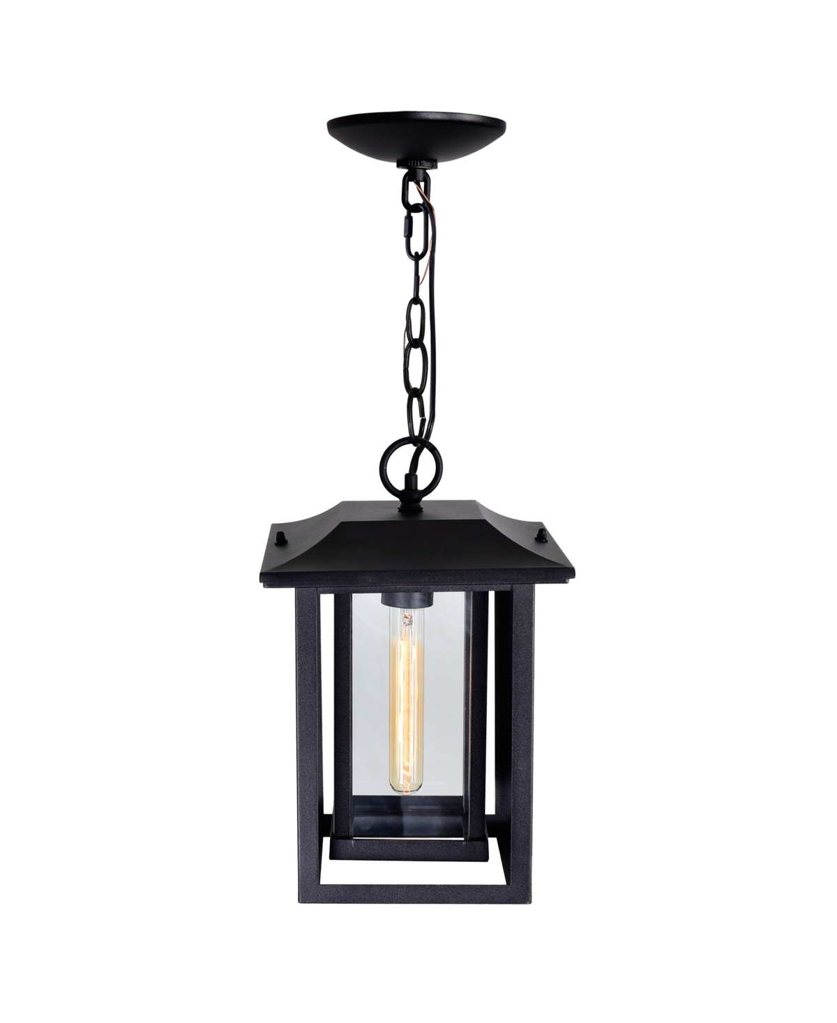Shop Cwi Lighting 14.8" Metal Winfield 1 Light Outdoor Hanging Light In Black