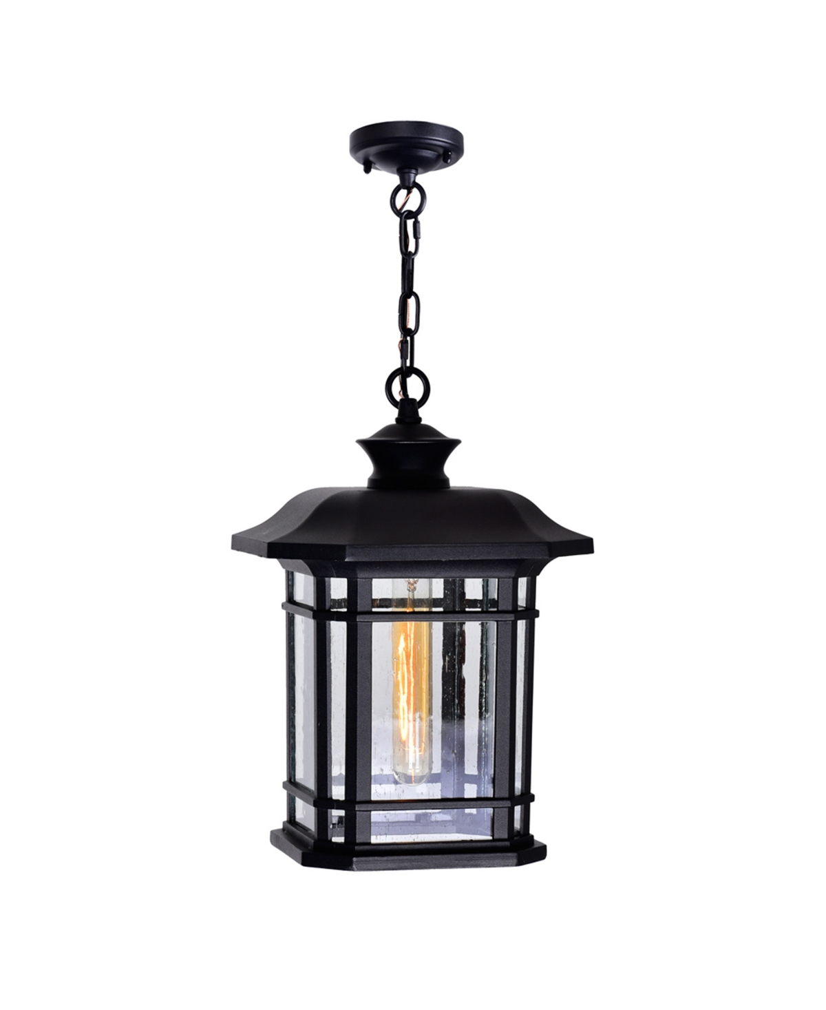 Cwi Lighting 15" Metal Blackburn 1 Light Outdoor Pendant In Black