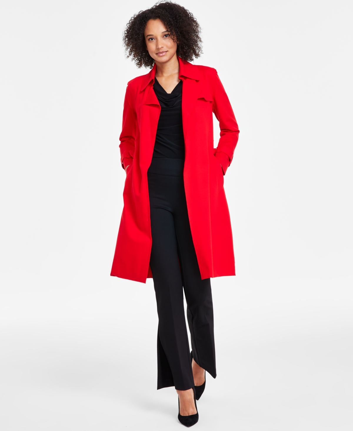 Anne Klein Women's Tie-Front Trench Coat