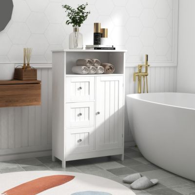 Bathroom Standing Storage Cabinet With 3 Drawers And 1 Door