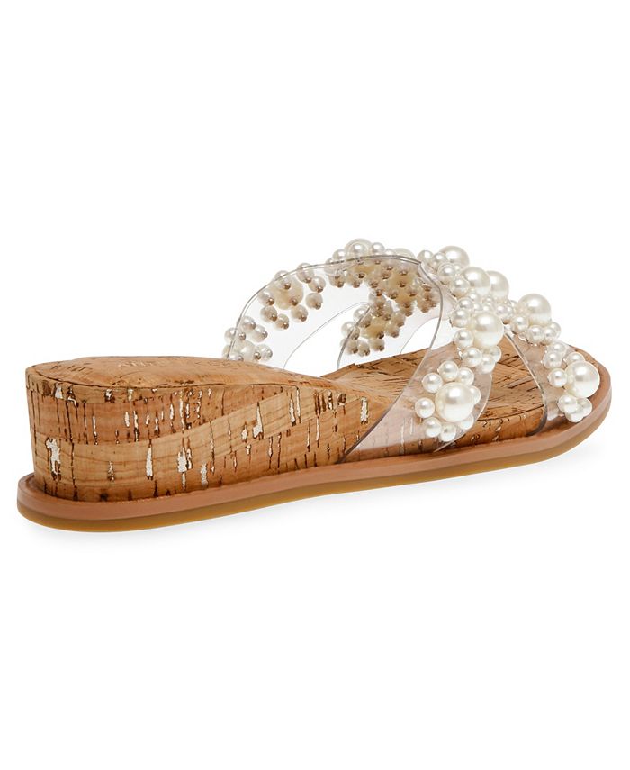 Anne Klein Women's Baila Pearl Cork Wedge Sandals - Macy's