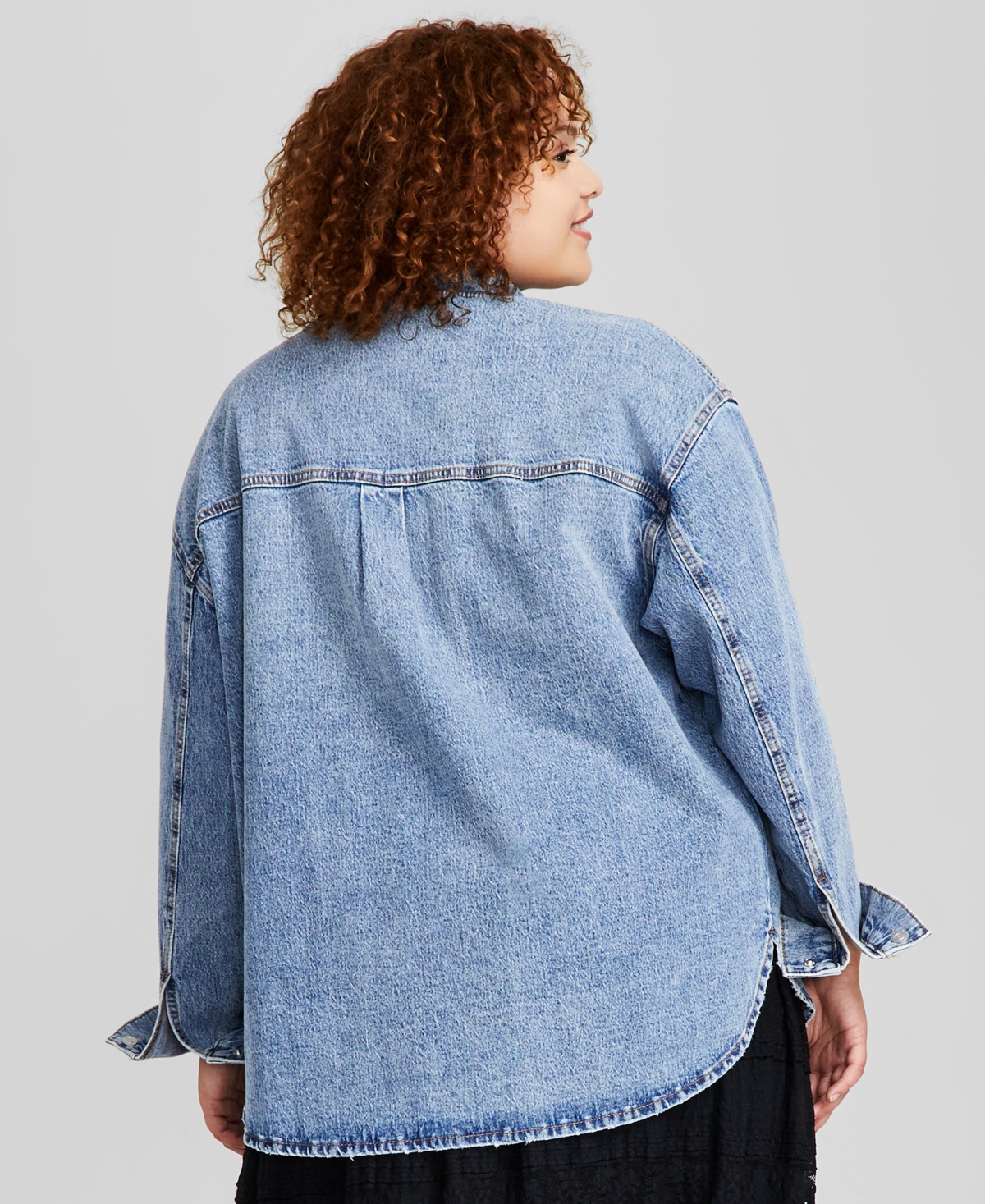 And Now This Trendy Plus Size Oversized Denim Shirt, Created for Macy's