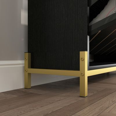 3-Drawer Wood Shoe Cabinet with Open Shelves