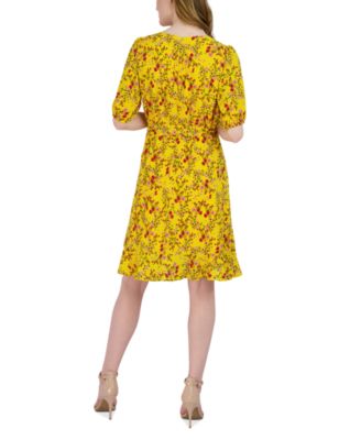 Women's Printed Faux-Wrap Tie-Waist Dress