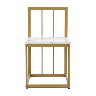 7-Piece Marble Table Set w/ Gold Base