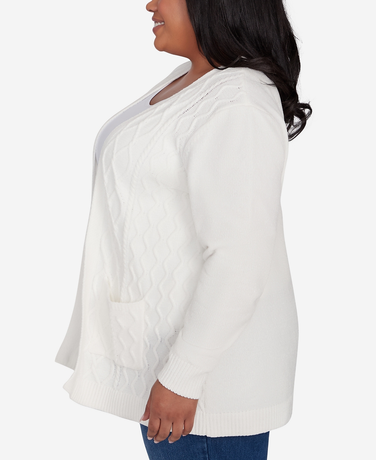Alfred Dunner Plus Size Classic Chenille Cardigan With Pockets