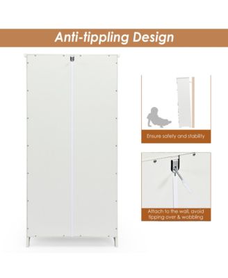 Accent Storage Cabinet Adjustable Shelves Antique 2 Door Floor Cabinet Cream