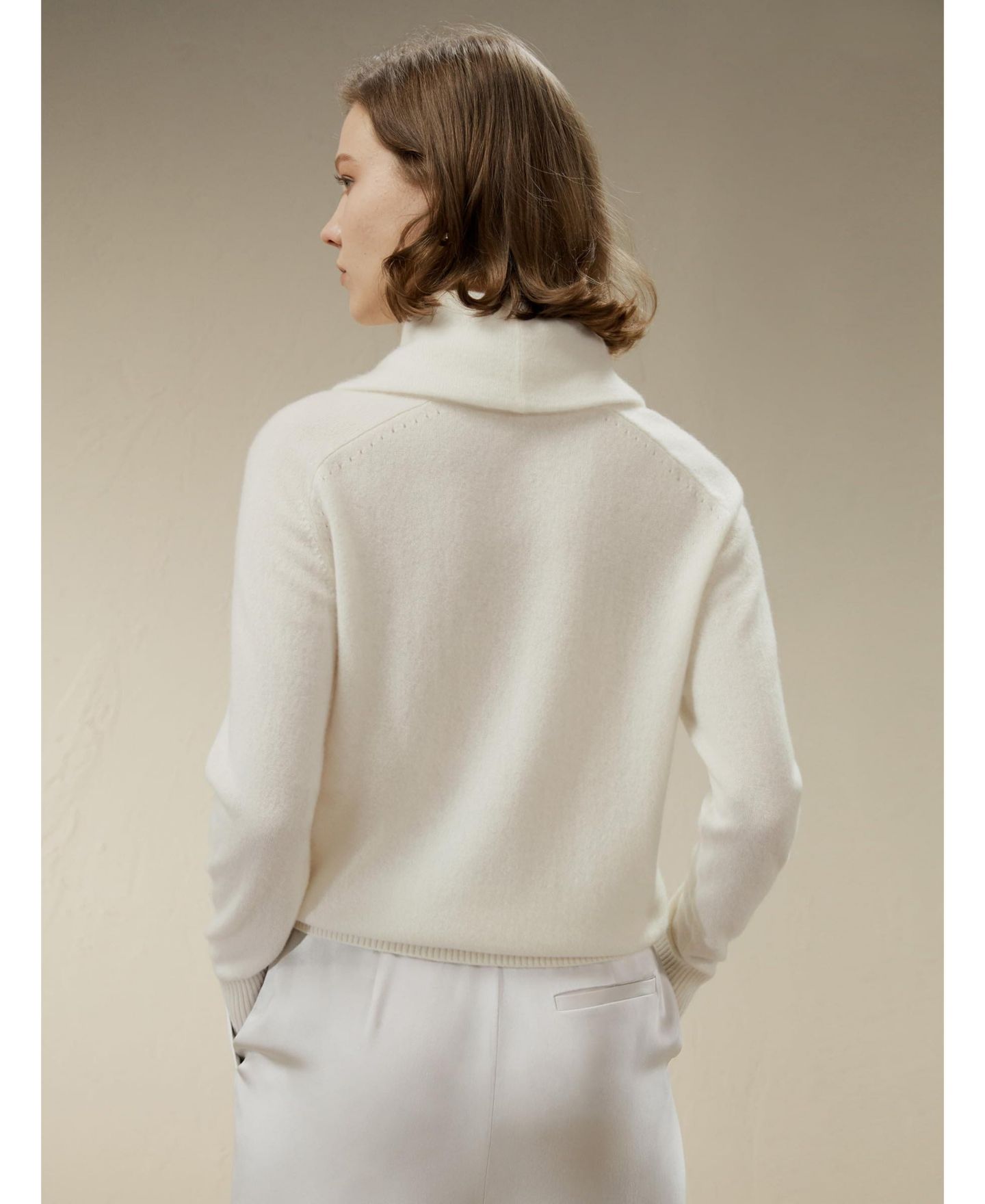 Женский свитер LILYSILK Cashmere Cowl Neck, цвет: Белый — фото 3