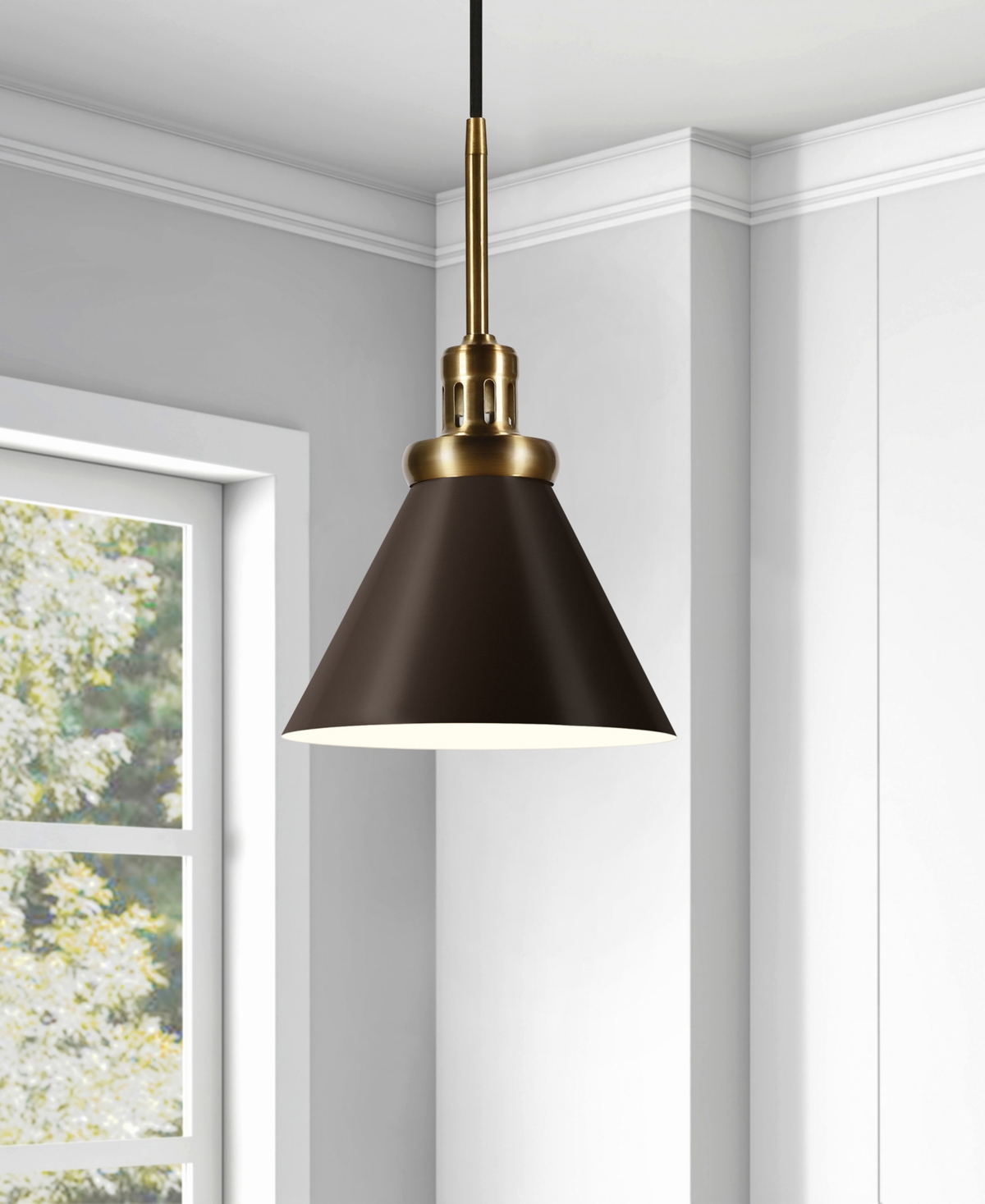 Hudson & Canal Zeno 8.5" Wide Pendant With Metal Shade In Blackened Bronze