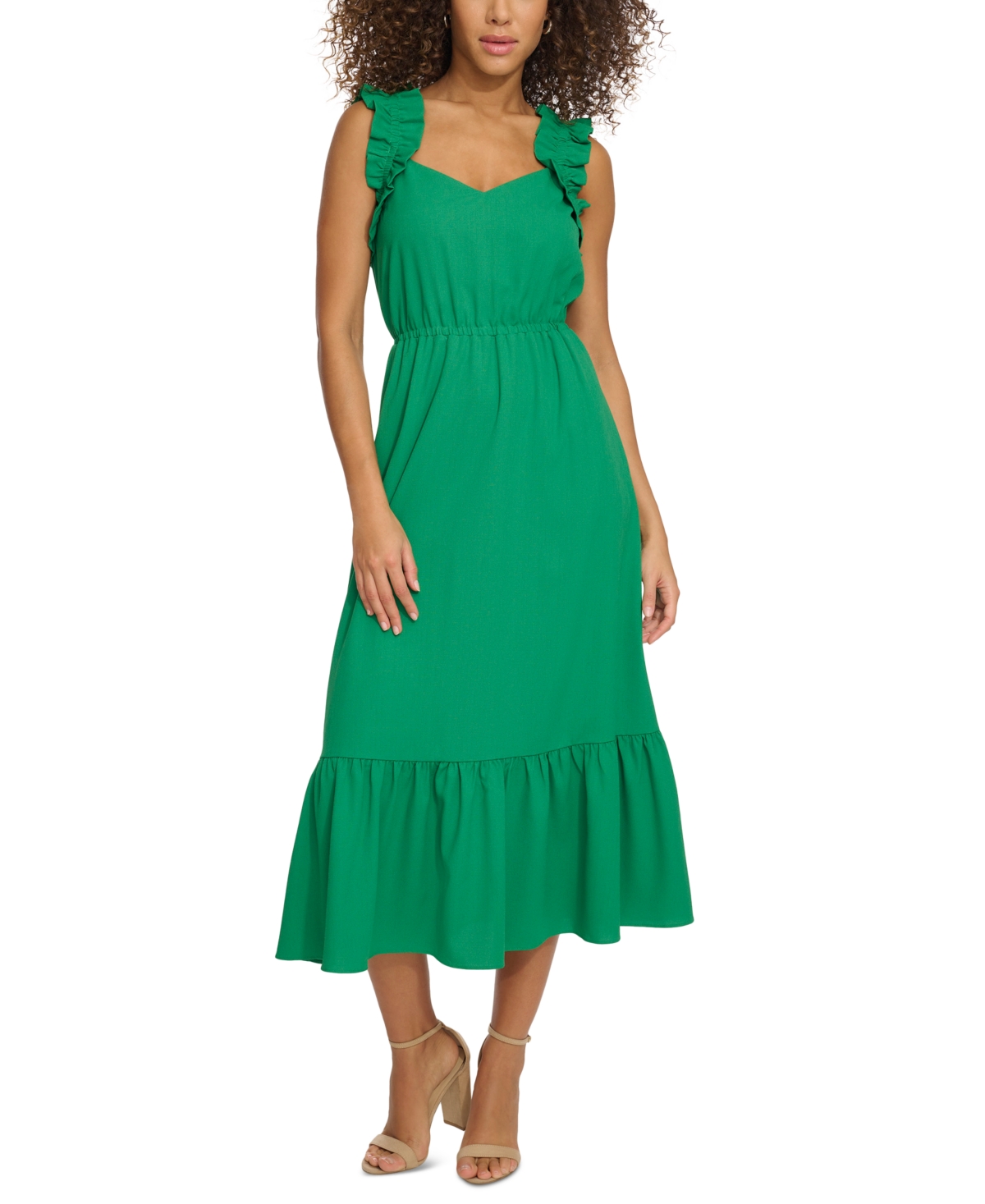 Kensie Women's Sleeveless Tiered Midi Dress In Trp Green