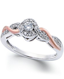 Diamond Twist Promise Ring in Sterling Silver and 14k Rose Gold (1/5 ct. t.w.)