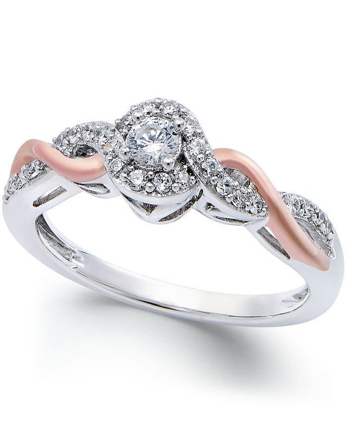 Ik heb een Engelse les dubbellaag Afname Promised Love Diamond Twist Promise Ring in Sterling Silver and 14k Rose  Gold (1/5 ct. t.w.) & Reviews - Rings - Jewelry & Watches - Macy's