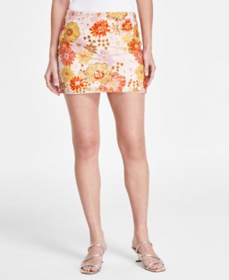 GUESS Women's Fia Floral Sequin Mini Skirt - Macy's