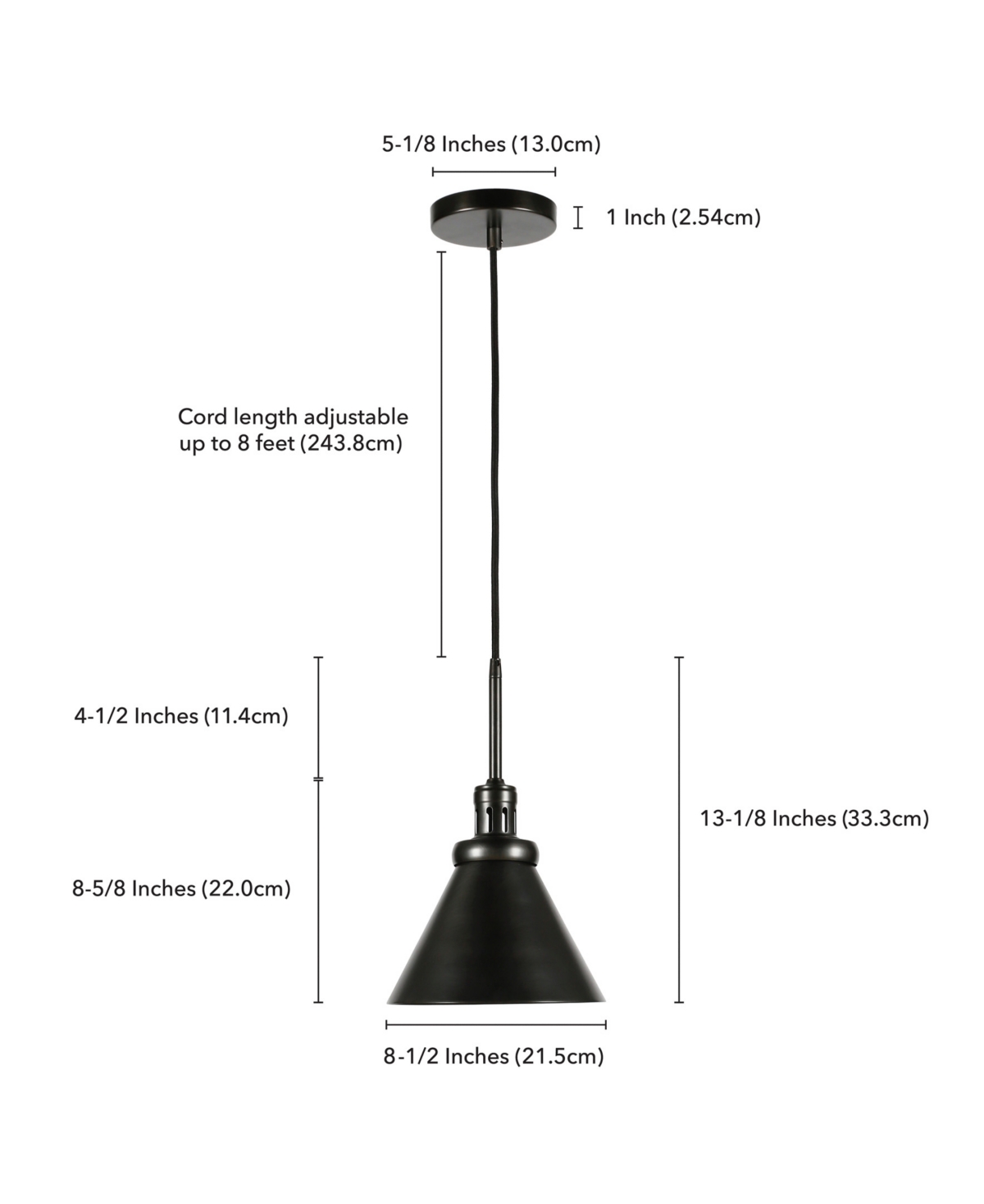 Hudson & Canal Zeno 8.5" Wide Pendant With Metal Shade In Blackened Steel