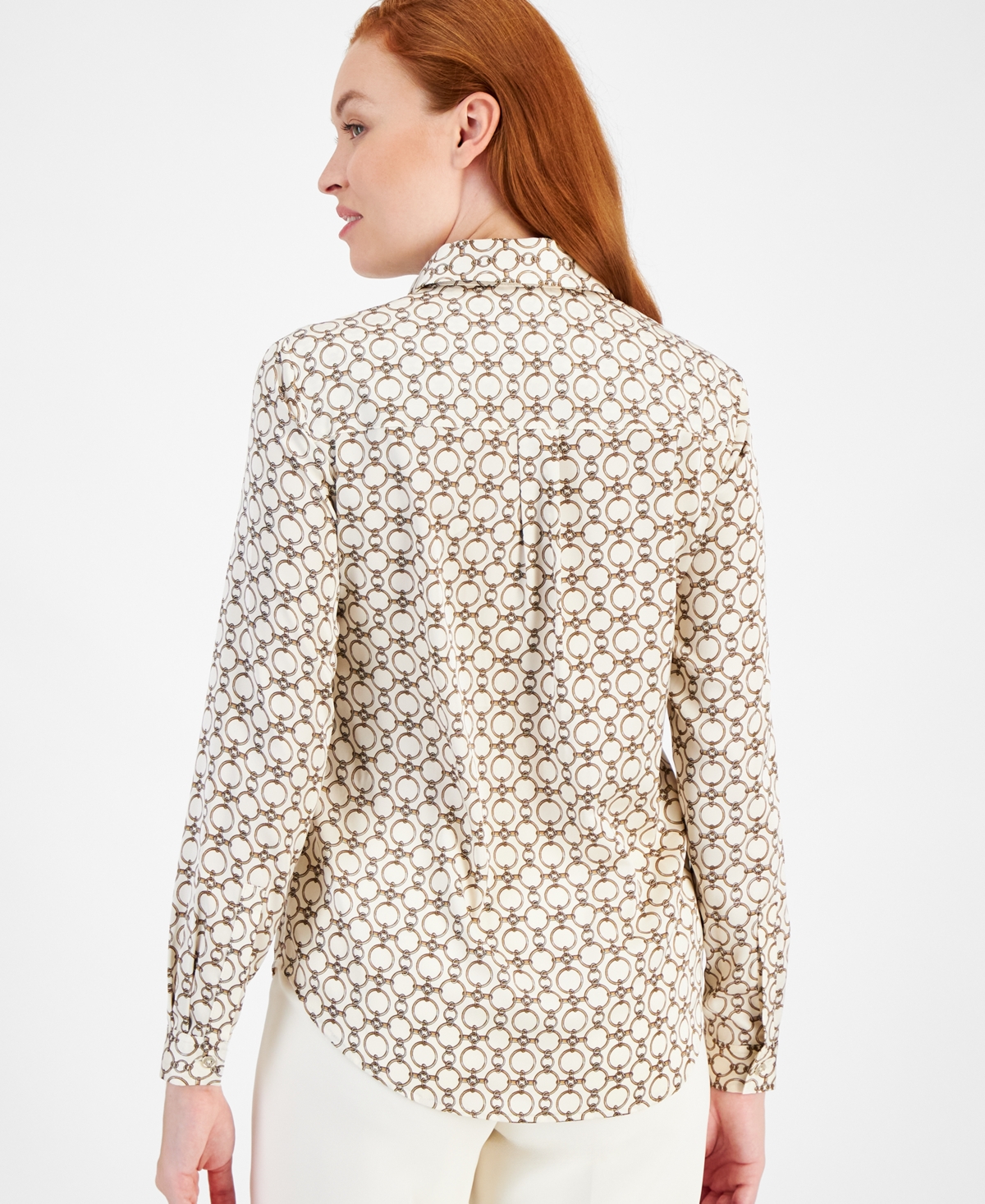 Anna Klein Women's Long-Sleeve Button-Down Blouse