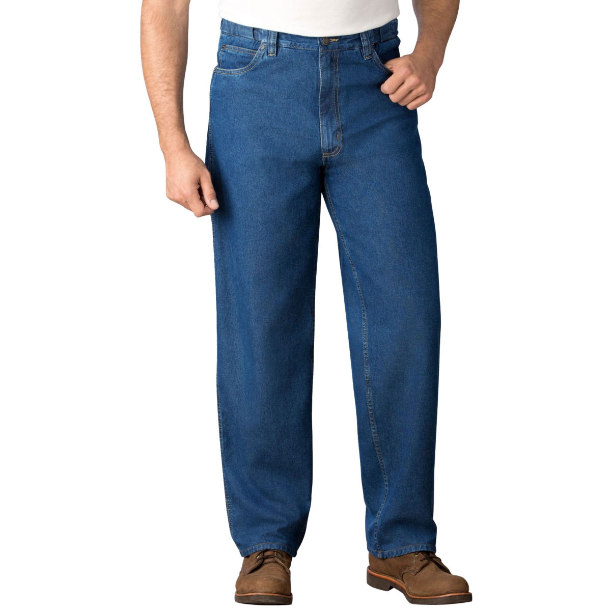 Big & Tall Expandable Waist Relaxed Fit Jeans - Stonewash