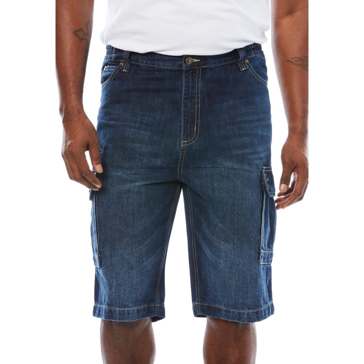 Big & Tall by KingSize Denim Cargo Shorts - Blue wash