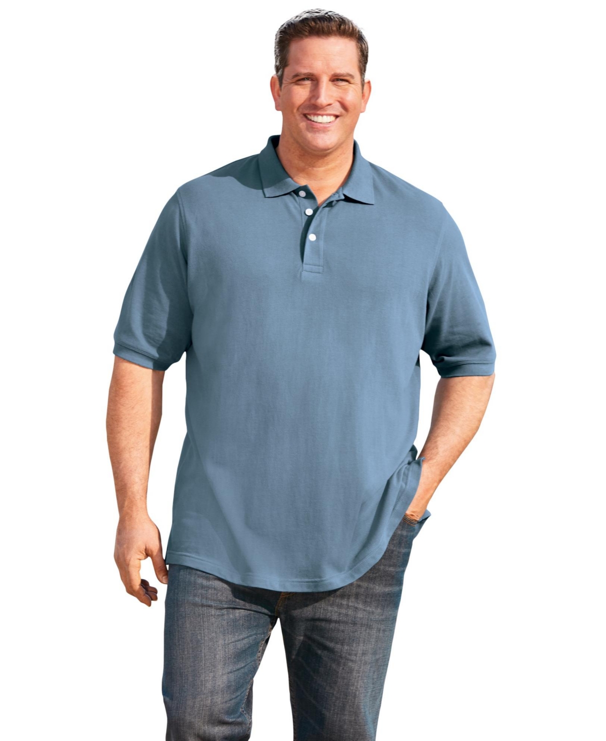 Big & Tall Shrink-Less Pique Polo Shirt - Navy