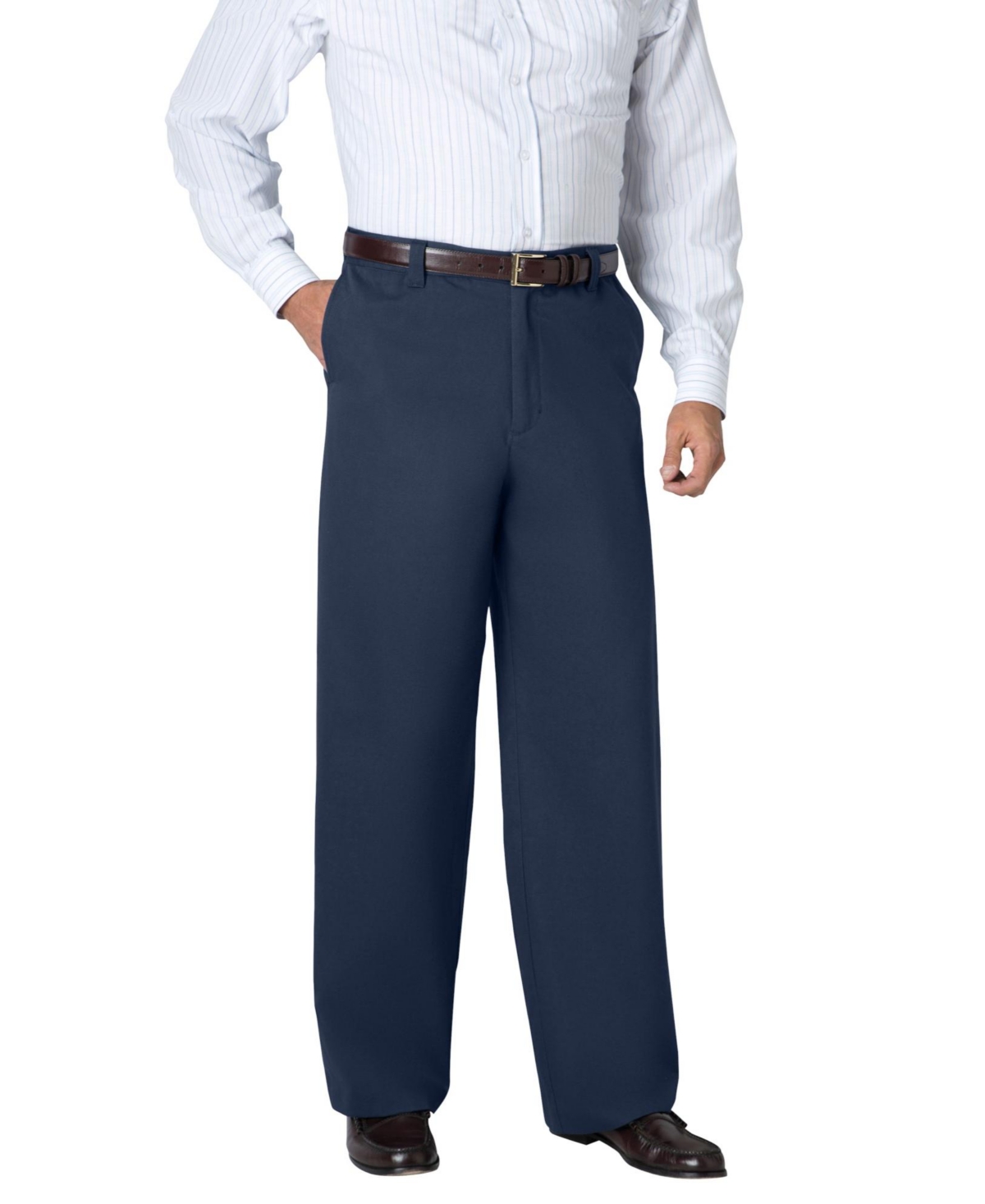Big & Tall Wrinkle-Free Pants With Expandable Waist, Wide Leg - Carbon