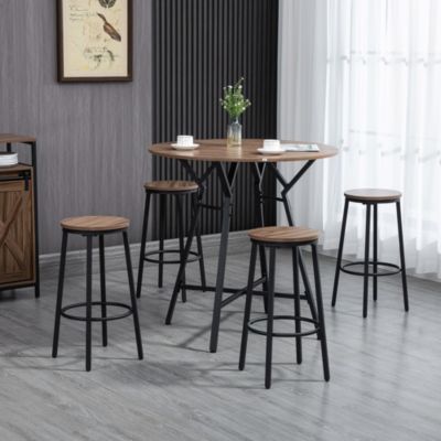 5-Piece Bar Table and Chairs Set, Space Saving Dining Table & 4 Stools