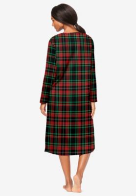 Plus Size Long-Sleeve Henley Print Sleepshirt