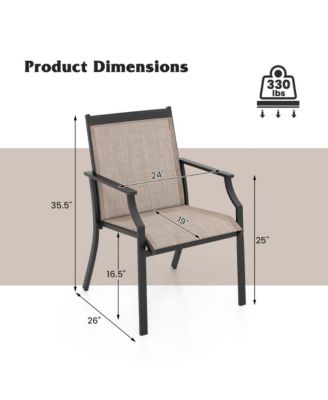 4 Pieces Patio Dining Chairs Large Outdoor Chairs Breathable Seat & Metal Frame