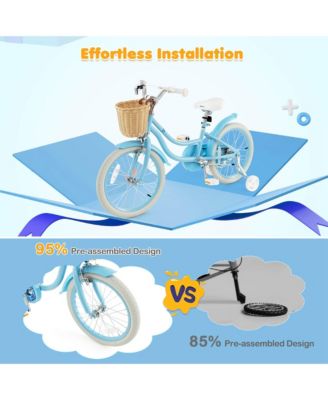 18" Kid's Bike with Training Wheels Adjustable Handlebar Seat Handbrake