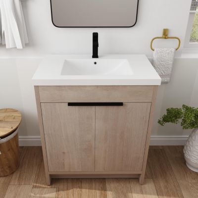 30" Soft-Close Doors Freestanding Vanity with Resin Sink
