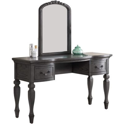 Bedroom Classic Vanity Set Wooden Carved Mirror Stool Drawers Finish