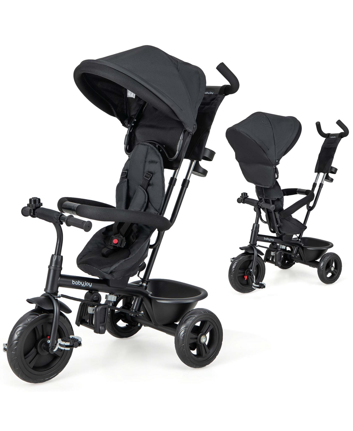 Costway Toddler 4-in-1 Multifunctional Tricycle Trike with Removable Canopy & Push Handle