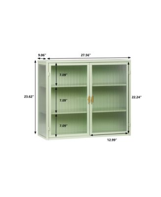 Modern Mint Green Two-Door Wall Cabinet with Three-Tier Storage