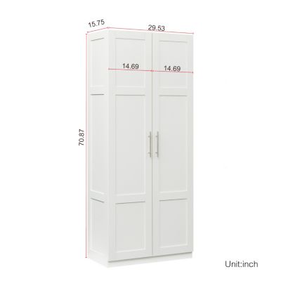 2-Door Wardrobe & Kitchen Cabinet with Storage Spaces