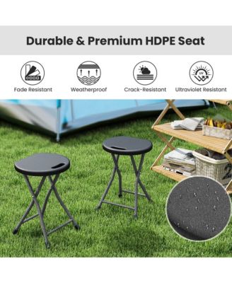 1 PCS 18"H Folding Stool Portable & Foldable Camping Chair with Built-in Handle