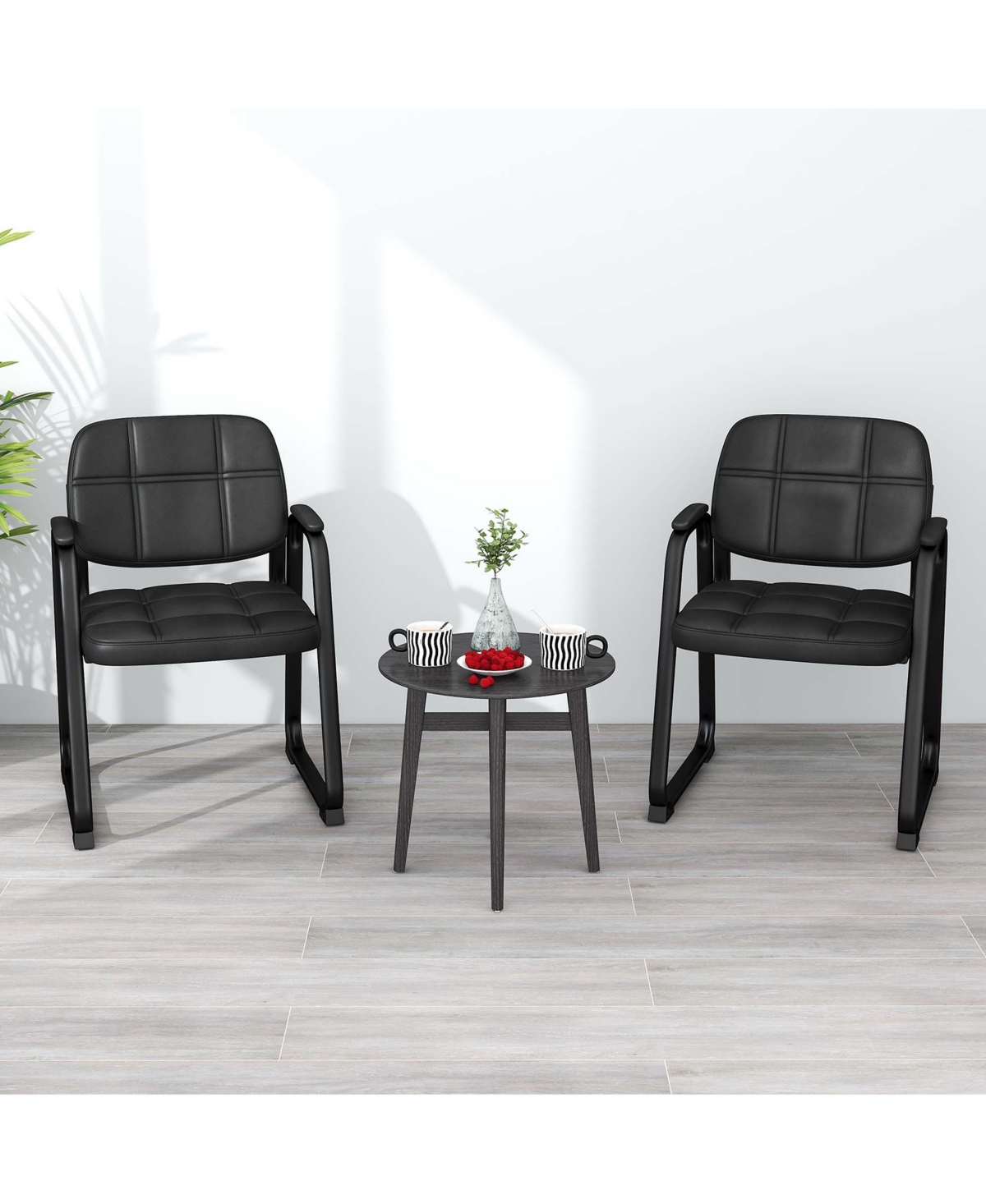Waiting Room Chair Set of 2 Upholstered Guest Conference Chair with Armrest