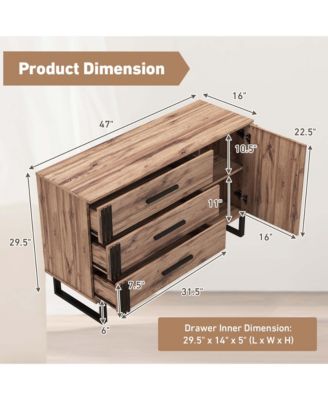 Vintage Accent Cabinet Sideboard Cabinet with 3 Drawers, 1 Door, 1 Adjustable Shelf