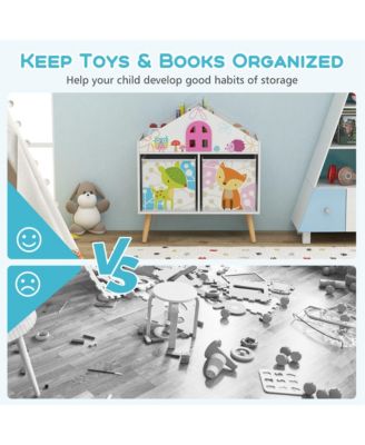 Kids Dollhouse Bookshelf Toddler Book & Toy MDF, Pine Wood Storage Display Organizer Ideal Gift