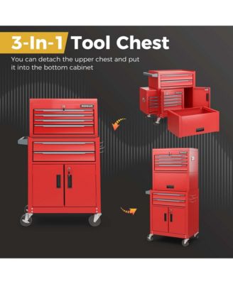 6-Drawer Rolling Tool Chest 3-in-1 Heavy-Duty Storage Cabinet with Universal Wheels
