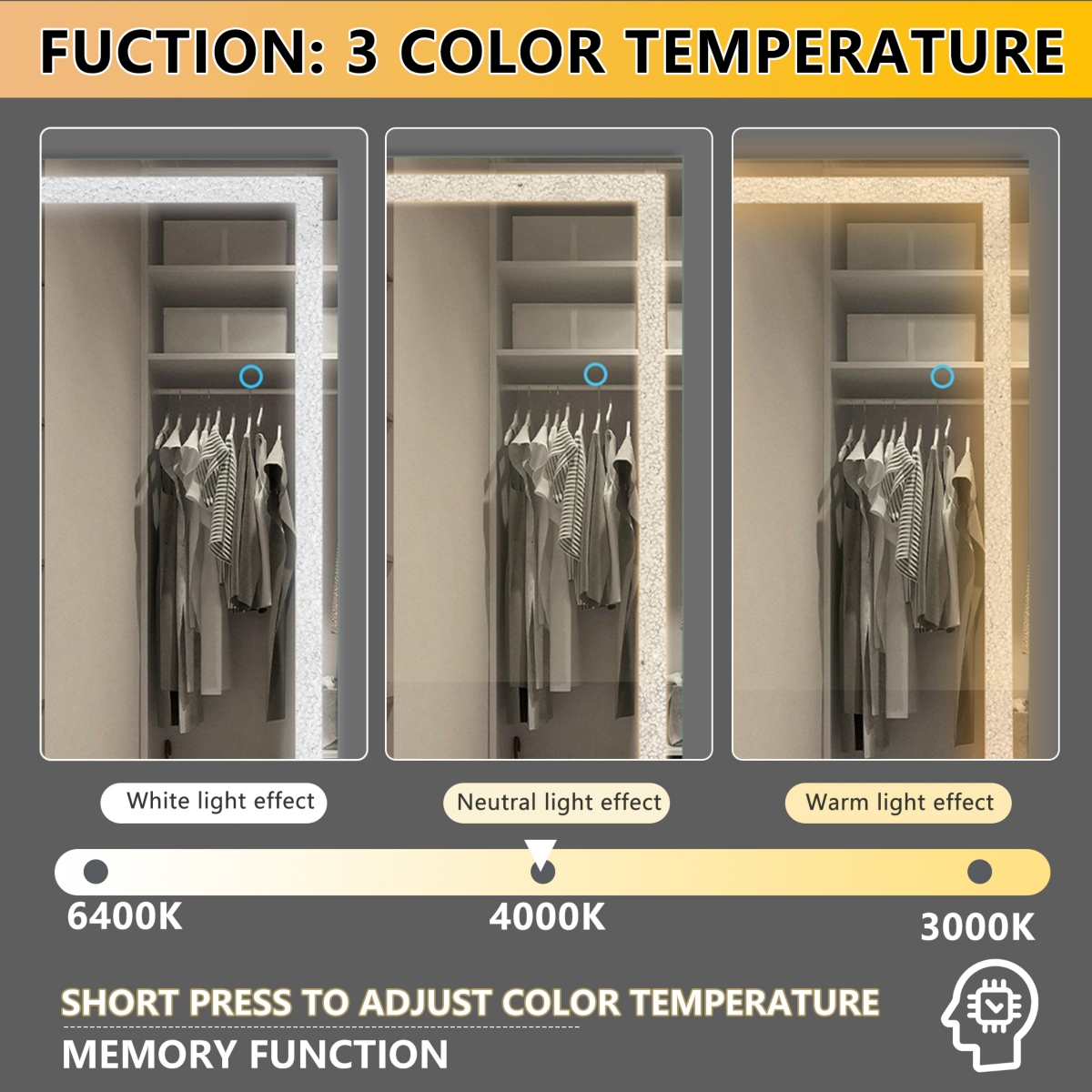 Streamdale Furniture Led Mirror Lamp With Lights