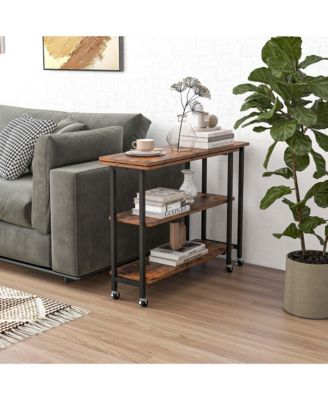 360° Rotatable Sofa Side Table L-shaped Laptop Desk Snack Table withShelf Patented