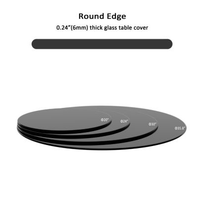 36" Tempered Glass Tabletop, 1/4" Thick, Black, Polished Edge