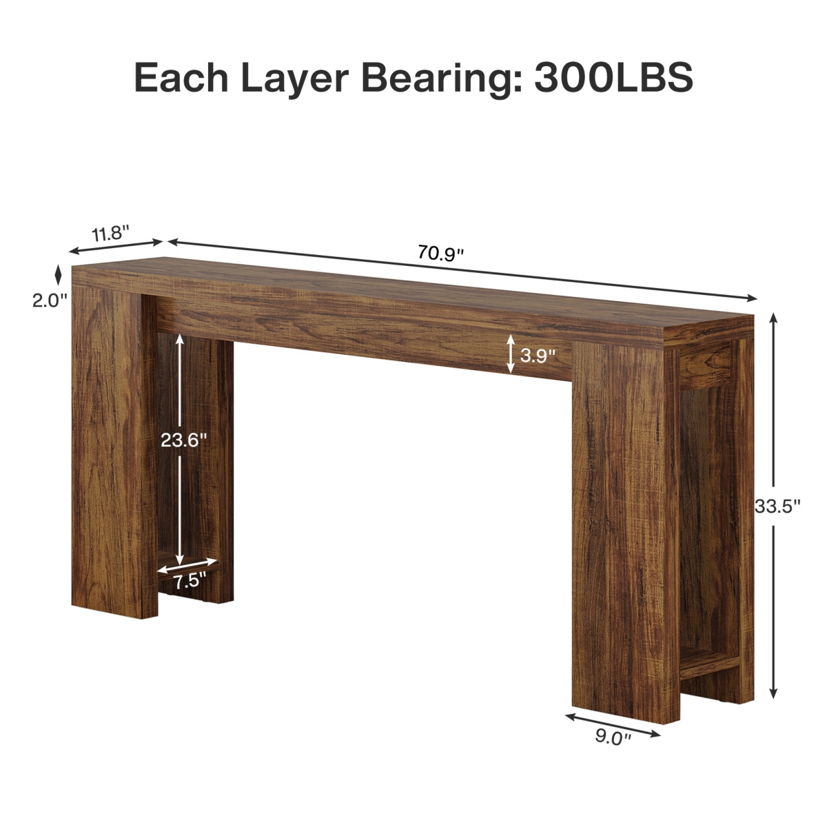 Tribesigns 70.9-Inch Long Console Table, Farmhouse Wooden Entryway Sofa Table Behind Couch, Narrow Entry Console