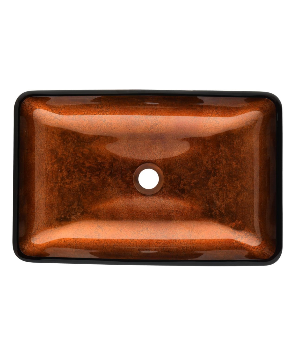Handmade Glass Rectangle Bathroom Sink Set, Chocolate Brown Finish with Gold Faucet - Brown