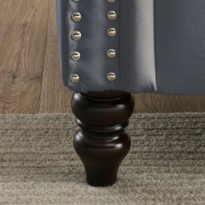 Grey Velvet Chesterfield Sofa with Tufted Couch