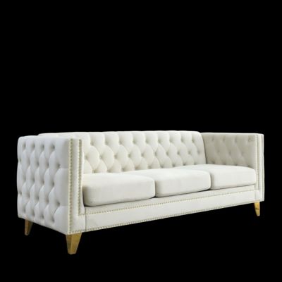 Streamdale Beige Velvet Sofa Set, Modern, 2 Pieces