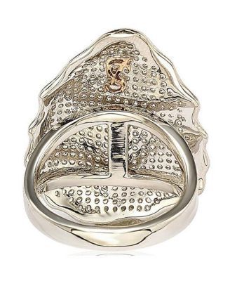  Sterling Silver Cubic Zirconia  Pave-encrusted Leaf Plate Ring