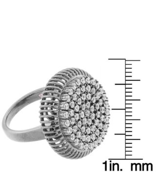 Suzy Levian Sterling Silver Cubic Zirconia Pave Circle Elevated Statement Ring
