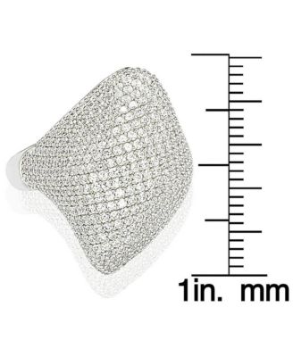 Suzy Levian Sterling Silver Cubic Zirconia Pave Diagonal Puff Ring