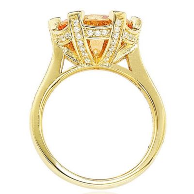 Suzy Levian Sterling Silver Cubic Zirconia Orange Cocktail Ring